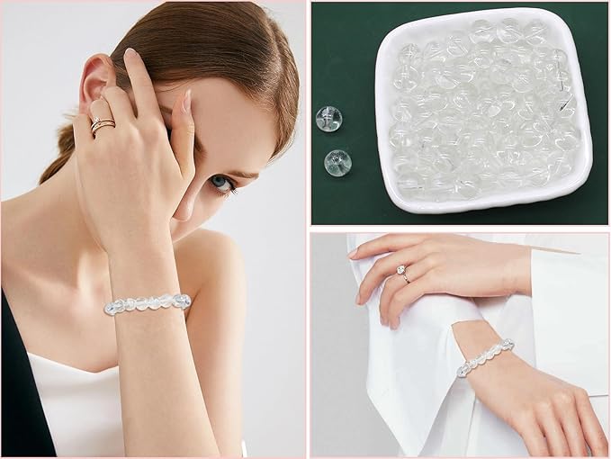 Pamir Tong 500PCS 10mm White Round Glass Beads Bracelet Space Loose Smooth Beads for Jewelry Making, Earring, Necklaces, Keychains, Lanyards & Adult Crafting