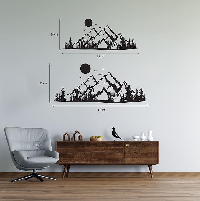 DecoSoul Mountain Metal Wall Art, Large Mountain Range View Decor, Nature and Forest Decorations, Home Decor, Fireplace Metal Wall Hanging for Living Room, Indoor or Outdoor, Modern Housewarming Gift