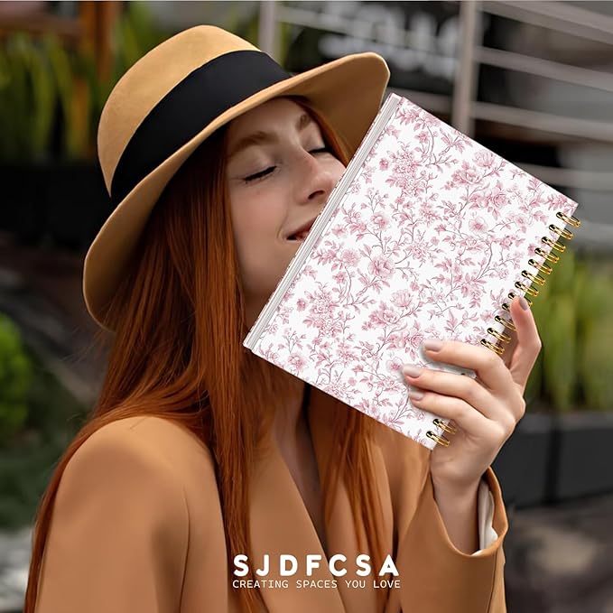 Floral Cute Notebook Journal Gifts for Women, Coquette Pink Gifts Spiral Notebook for Teen Girls，Aesthetic Journal 5.5x8.3 Inch，School Office Supplies