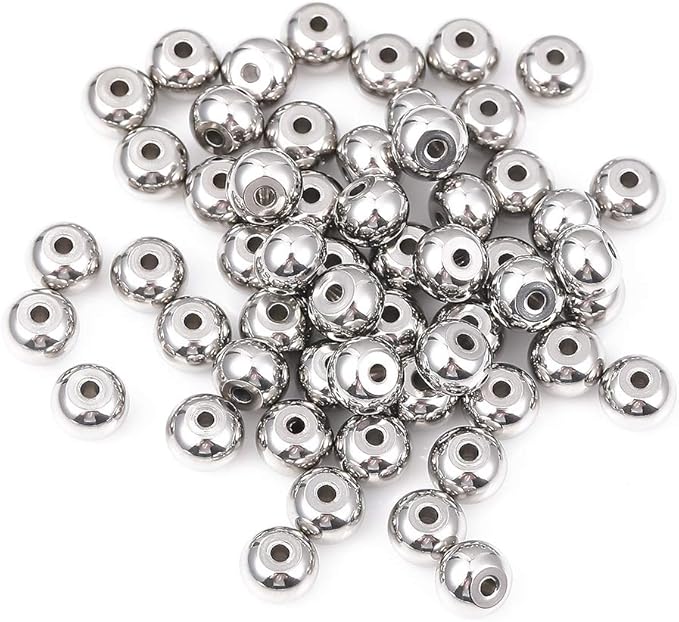 Stainless Steel Spacer Beads 7x5mm Rondelle Loose Charm Caps Beads for DIY Jewelry Making 100pcs with 1.5mm Hole
