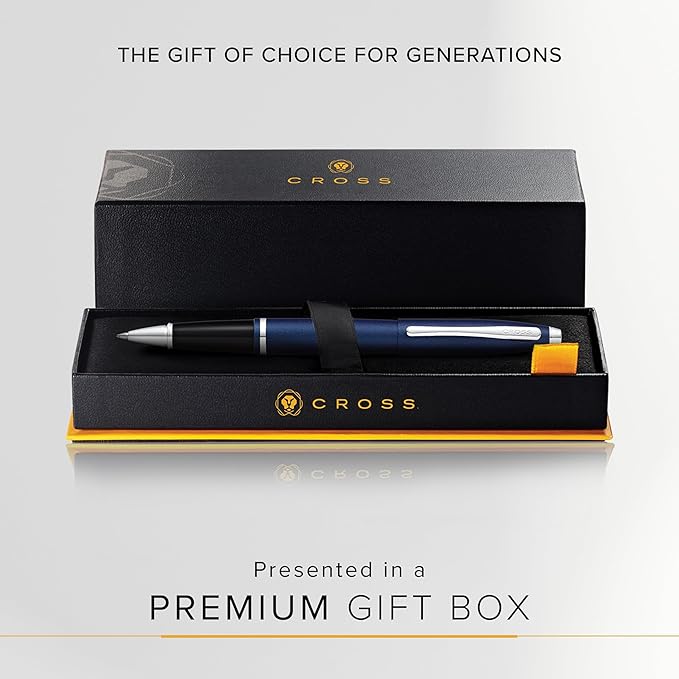 Cross Calais Refillable Gel Ink Rollerball Pen, Medium Rollerball, Includes Premium Gift Box - Matte Metallic Blue