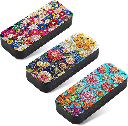Leatrice 3pcs 5d Diamond Art Kits for Adults Small Diamond Painting Kit Gem Art Paint by Diamonds Dots Eyeglasses Case DIY for Beginner Women
