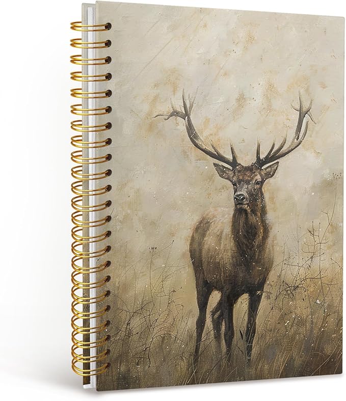 MOFUYU Vintage Journal Notebook,Cottagecore Notebook Journal for Work Office School Student Teacher,Hardcover Spiral Notebook,Journal for Women 5.5x8.3 Inch