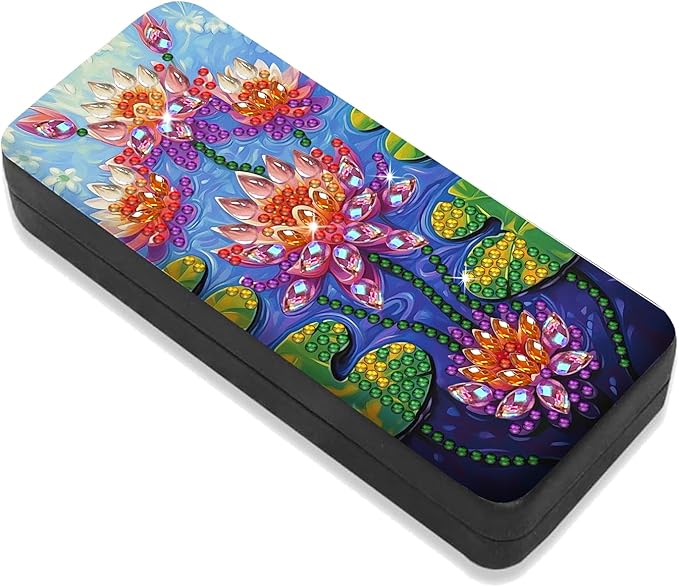 Leatrice Flower Diamond Art Kits for Adults Small Diamond Painting Kit Gem Art Paint by Diamonds Dot Eyeglasses Case 5d Diamond Art DIY for Beginner Women Lotus
