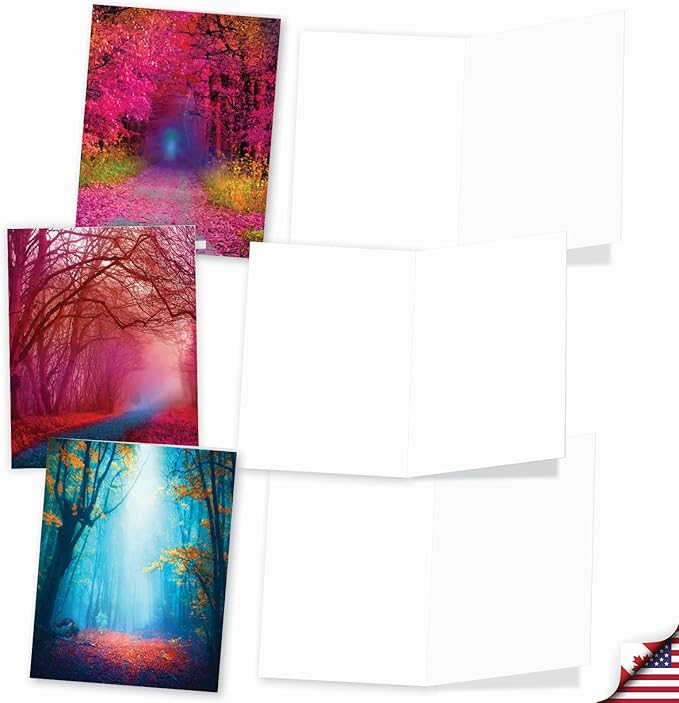 The Best Card Company - 20 Landscape Nature Note Cards Blank (4 x 5.12 Inch) (10 Designs, 2 Each) - Extreme Colors AM3178OCB-B2x10