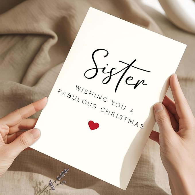 (5.3x8in) Sister Wishing You a Fabulous Christmas Card with Envelope, Elegant Minimal Design, Sweet Holiday Greeting for Sisters, Thoughtful Festive Gift for Family and Loved Ones (Xmas 33)