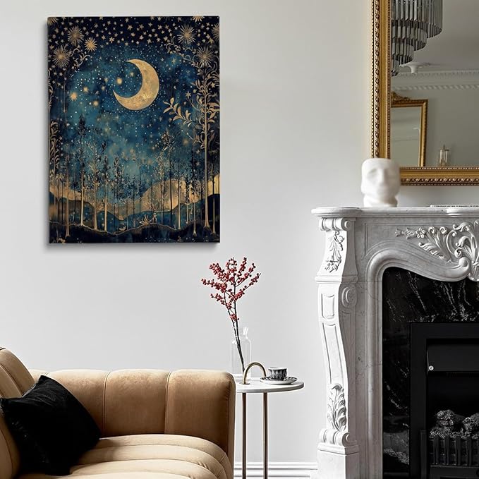William Morris Moon & Stars Wall Art,William Morris Exhibition Print,William Morris Poster,Vintage Wall Art,Textiles Art,Vintage Poster for Home Office Bedroom Living Room 24x36in Unframed poster