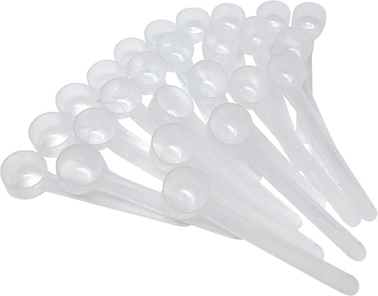 2 Tsp (2/3 Tbsp | 10 mL) Long Handle Rounded Scoop for Coffee, Protein Powder, Pet Food, Spices, Grains, Dry Goods – Food-Grade BPA-Free Plastic Measuring Spoon (Pack of 100)