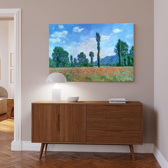 CFIOZYOS 40+ Monet Famous Print Posters Poppy Field in Giverny by Claude Monet Impressionism Canvas Poster Bedroom Decor Print Sports Landscape Office Room Decor Gift Frame 24×36inch(60×90cm)