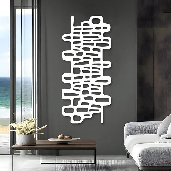 Abstract Geometric Metal Wall Art, Modern Circles Metal Decor, Minimalist Line Art, Long Narrow Sign, Luxury Modern Artwork for Living Room, Farmhouse, Office (Gold, 53"x24" | 135x62cm)