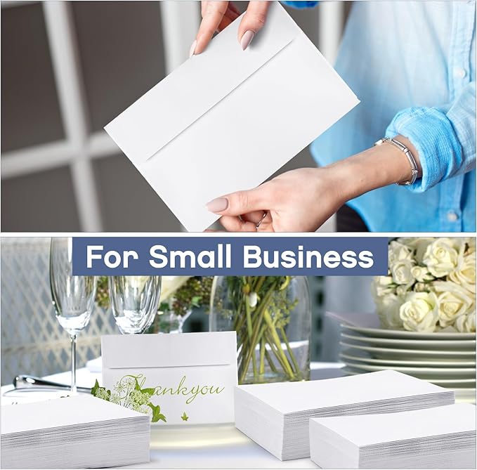 Fainne 600 Pcs White Envelopes Self Adhesive Printable Envelope Bulk for Invitation, Wedding, Baby Shower, Photography, Thank Note, Postcard, Greeting Card, Mailing, Graduation (A6 4.75 x 6.5 Inch)