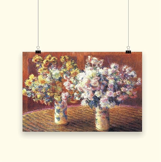 40+ Monet Famous Print Posters Two Vases with Chrysanthems by Claude Monet Impressionism Poster Print for Room Aesthetics Canvas Wall Art Print Unframe 20×30inch(50×75cm)