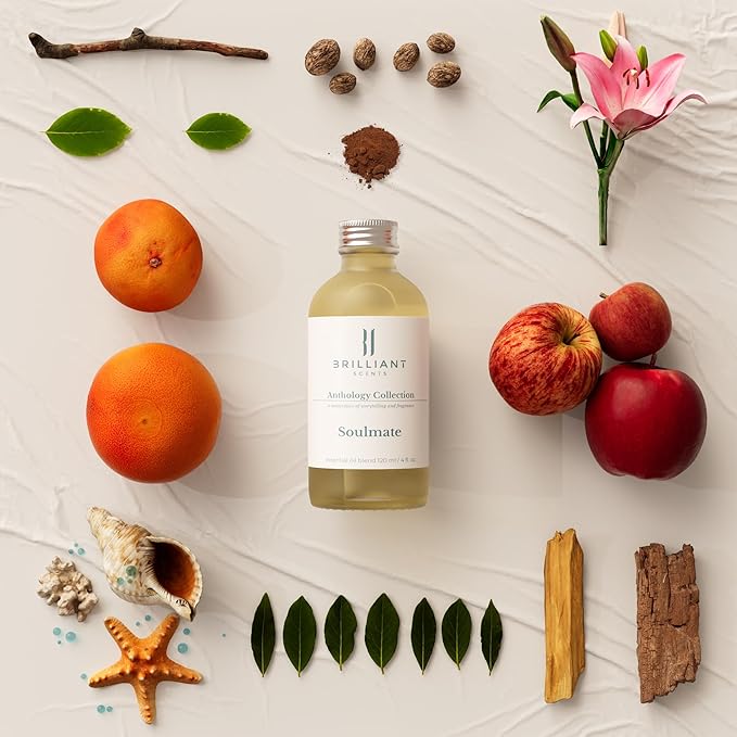 Brilliant Scents Soulmate Fragrance Oil 120ml - Premium Diffuser Oil for Home, Office, Hotels - Long Lasting, Plant-Based, Meets IFRA Standards, USA-Made - Fruity-Floral Marine Scent