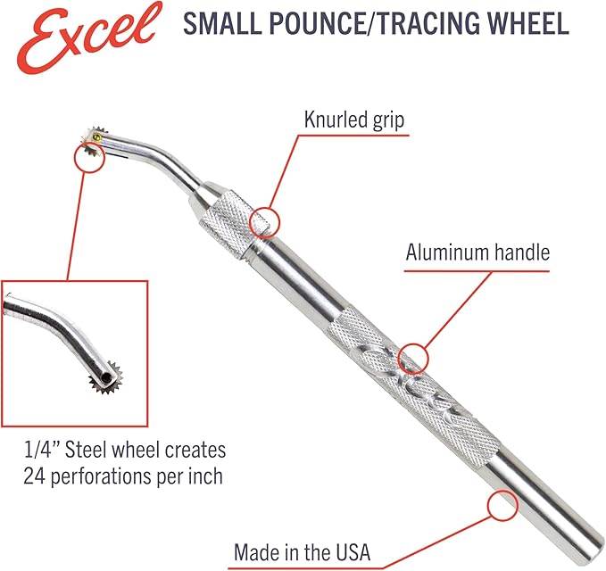Excel Blades Pounce Wheel - 1/4-Inch Stainless Steel Tracing, Perforating, Cutting, Sewing, Quilting & Embossing Tool