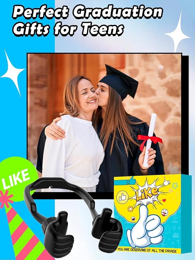Stocking Stuffers for Teens Girls Boys Adults Cell Phone Stand: UPGRADE Adjustable Thumbs Up Lazy Phone Holder for Desk Cool Gadgets Fun Birthday Gift Ideas for Kids Teenager Women Gifts for Christmas