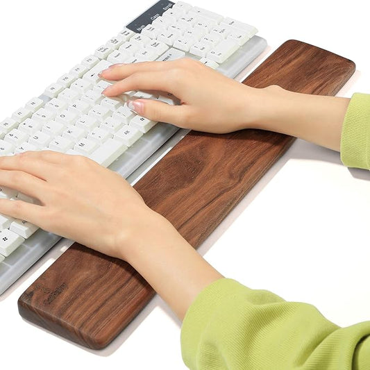 Wooden Keyboard Wrist Rest, Keyboard Wooden Palm Rest，Keyboard Wrist Rest Pad, Walnut Wrist Rest, Solid Wood Mouse Pad Wrist Guard, Wrist Rest Pad, Wrist Pad for Keyboard, (Black Walnut, 17.3in)