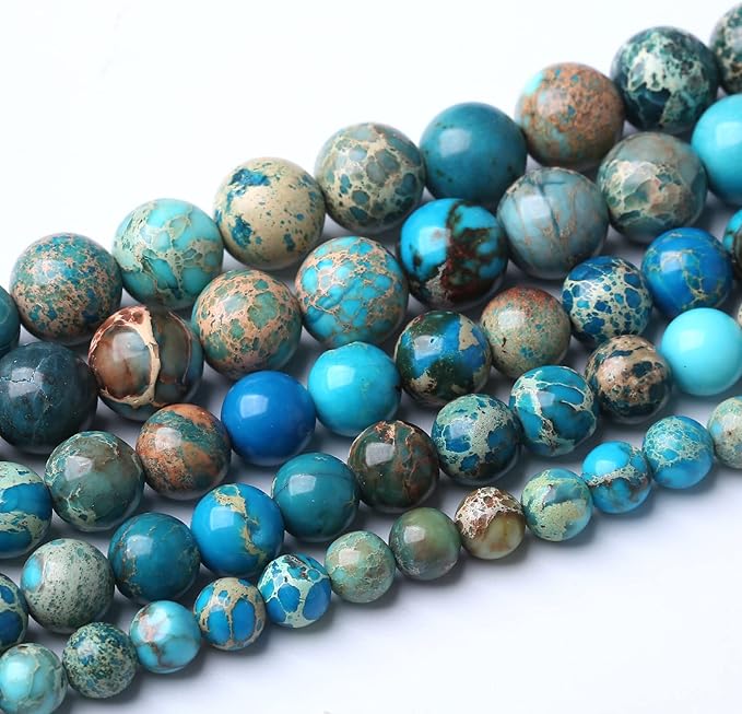 36PCS 10mm Natural Blue Imperial Jasper Beads Round Loose Stone Beads for Jewelry Making for Jewelry Making DIY Bracelet Necklace 15 Inch,Energy Stone Healing Power (10mm, Blue Imperial Jasper Beads)
