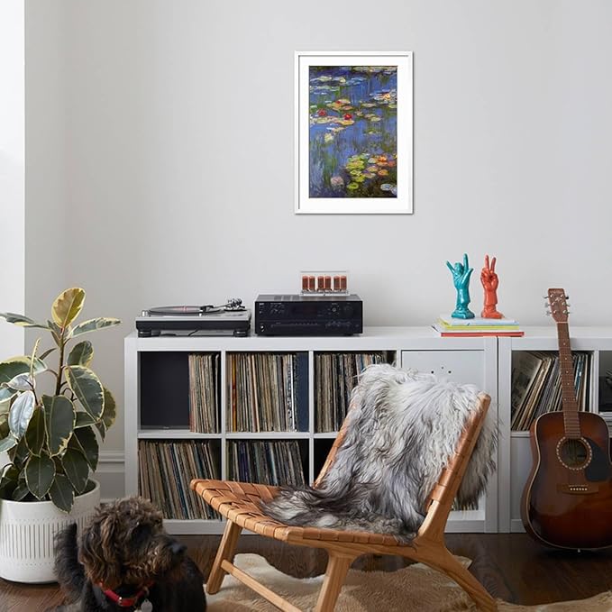 ART.COM Wall Art Print Water Lilies No. 3 on White Frame by Claude Monet, 21" x 29"