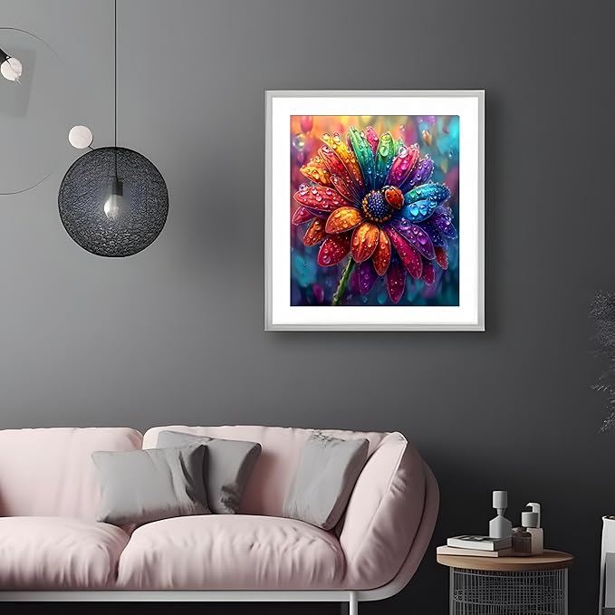 Painting by Numbers Kit for Adults Beginner,Rain Flower Paint by Numbers Easy for Adults,Adult Paint by Number Kits on Canvas,Paint by Numbers ainting Acrylic Oil Painting Home Wall Decor 15.8X15.8 In