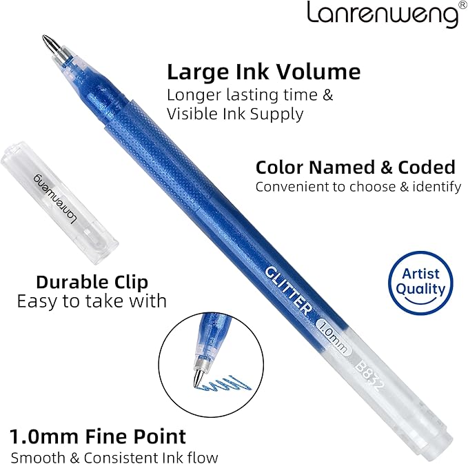 120 Color Gel Pens for Adult Coloring Books,1.0mm Fine Point Acrylic Gel Pens,Glitter Colored Gel Pens Set,Large Capacity Artist Maker Pens for Drawing Doodling Journaling, Art Supplies and DIY Crafts