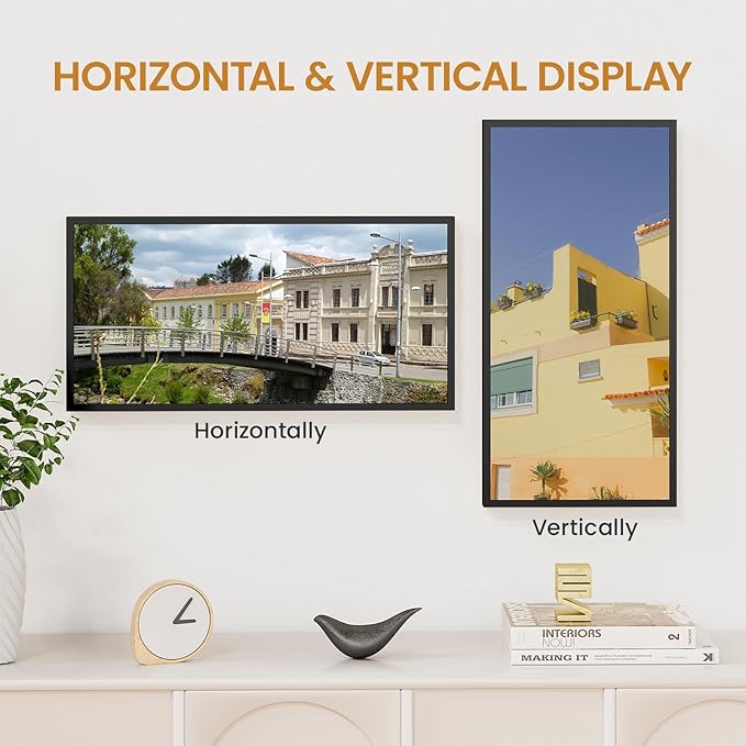 9x18 Aluminum Metal Picture Frame,Tempered Glass Black Photo Frame 9x18 for Family Photo,Posters,Art,Document to Wall Mount Horizontally or Vertically