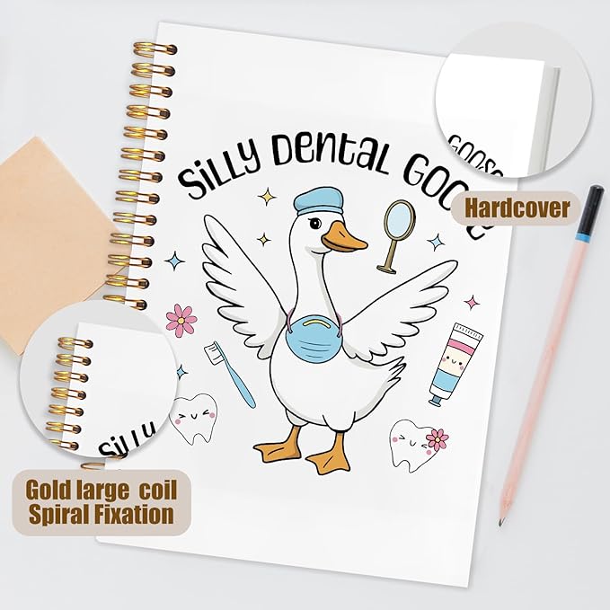 WUCHJ Dentist Gifts Notebook, Dental Hygienist Assistant Gifts Journal, Silly Dental Goose Spiral Notebook Journal for Note Taking, Dentist Office Supplies, 5.5x8.3 Inch