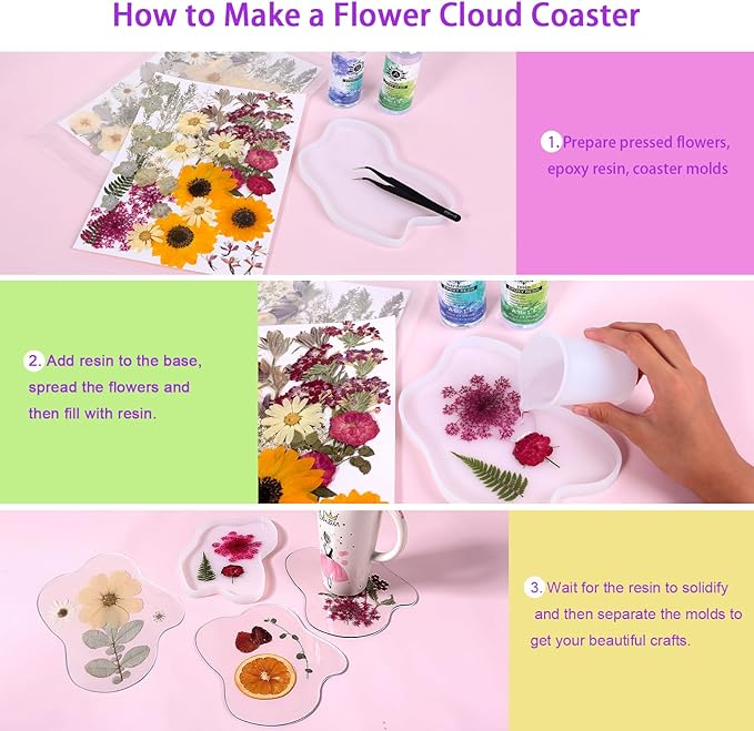 12“ Large Bulk Summer Dried Pressed Flowers for Glass Frame, Real Dry Natural Flower Leaf Daisy for Resin Mold, Cake Decor, Phone Cases (Calm Blue)