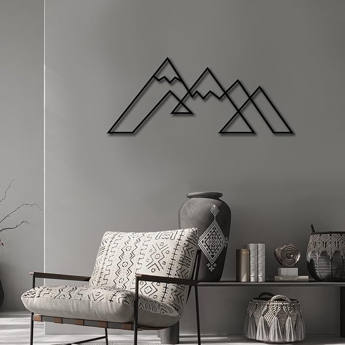 DecoSoul Mountain Metal Wall Art Decor, Large Metal Mountain Wall Art, Snowy Range View Wall Decoration, Minimalist Home Decor, Nature Decorations, Office Art, Housewarming Gift