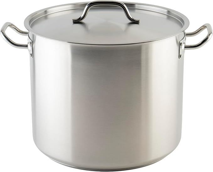 Winware Stainless Steel 32 Quart Stock Pot with Cover, Silver