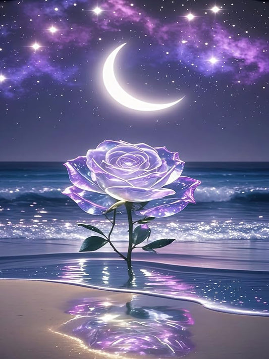 CSZPPQAF 5D Diamond Painting Kits for Adults, Flower Moon Diamond Art Kits for Adults Beginner, DIY Full Drill Gem Art Paint by Diamonds Dots Crafts Kits for Home Decor 12x16Inch