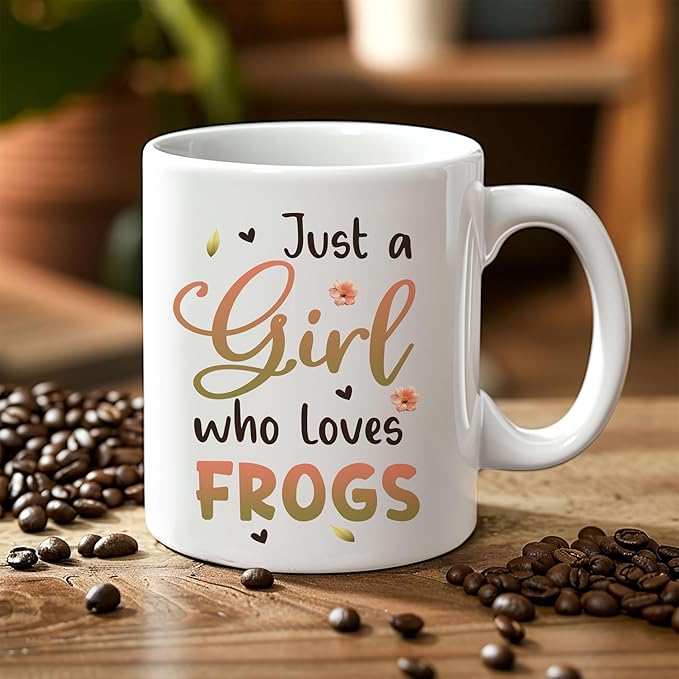 Hyturtle Personalized Cute Frog Coffee Mug - Gift For Frog Lover - Just A Girl Who Loves Frogs - Frog Gift For Women - Animal Lover Gift - Birthday - Custom Name Coffee Cup Ceramic Mug 11oz - 15oz