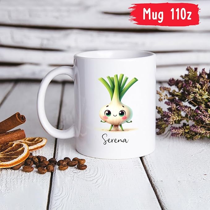 Funny Leek Mug, Personalized Leek Vegetable Coffee Mug 11oz 15oz, Leek Lover Cup, Leek Mug Gifts For Women Girl Mom, Custom Vegetable Ceramic Mug With Name, Vegan Lover Teacup, Leek Travel Coffee Cup