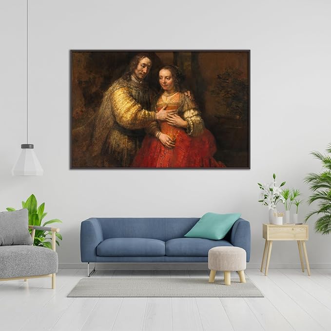 OKRA Rembrandt Canvas Wall Art Jewish Bride Poster Famous Oil Painting Print Historical Culture Illustration Modern Home Decorate Suitable for Home Classroom Wall Decoration Unframed(12x18in/30x45cm)