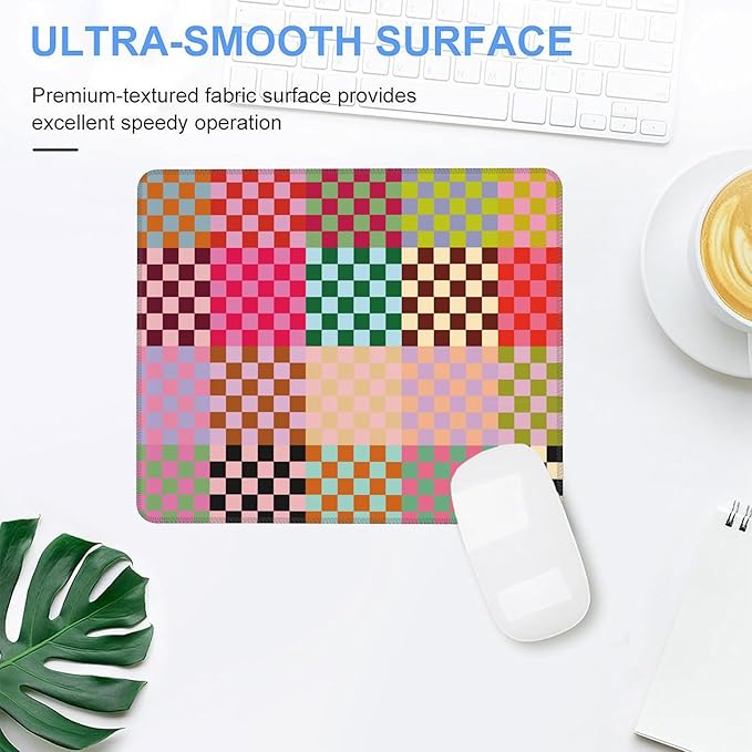 Mouse Pad, Retro Colored Checkered Mouse Pads for Desk,Waterproof Anti-Slip Rubber Gaming Mouse pad with Stitched Edges for Gaming Office Laptop Computer Men Women
