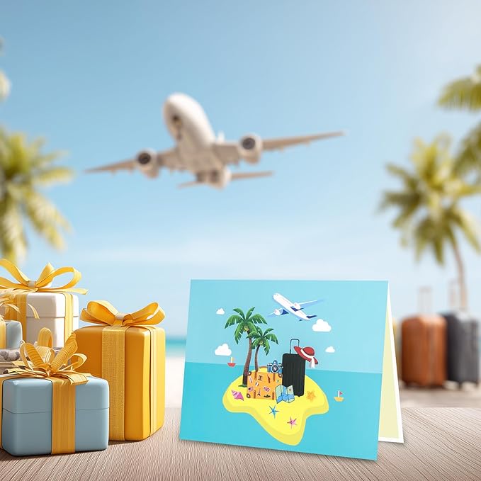 GREETING ART Travel Pop Up Card, Beach Birthday Card, Happy Retirement Card, Travel Themed Greeting Cards for Anniversary, Thank You, Thinking of You, Graduation, Valentine's Day