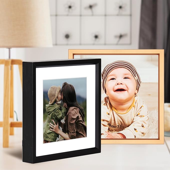 5x5 Picture Frame, Gold Metal Photo Frames with HD Glass, Fits 4x4 with Mat or 5 x 5 without Mat, Display for Wall and Table, 1 Pack