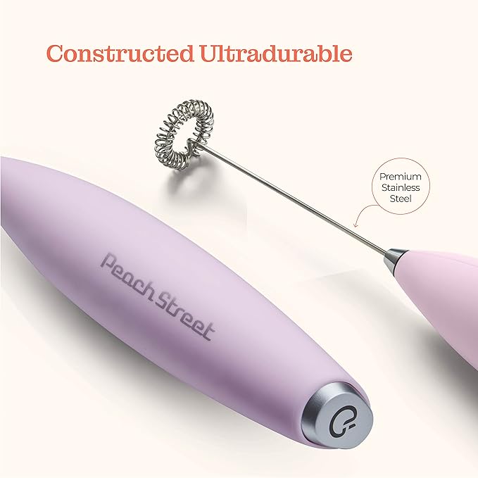 Powerful Handheld Milk Frother, Mini Milk Foamer, Battery Operated (Not included) Stainless Steel Drink Mixer for Coffee, Lattes, Cappuccino, Frappe, Matcha, Hot Chocolate.