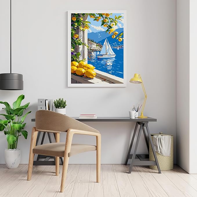 Mosaflare Paint by Numbers for Adults Beginner, Lemon Adult Paint by Number Kits on Canvas, DIY Acrylic Oil Easy Painting by Numbers for Home Wall Decor 12X16 inch (Without Frame)