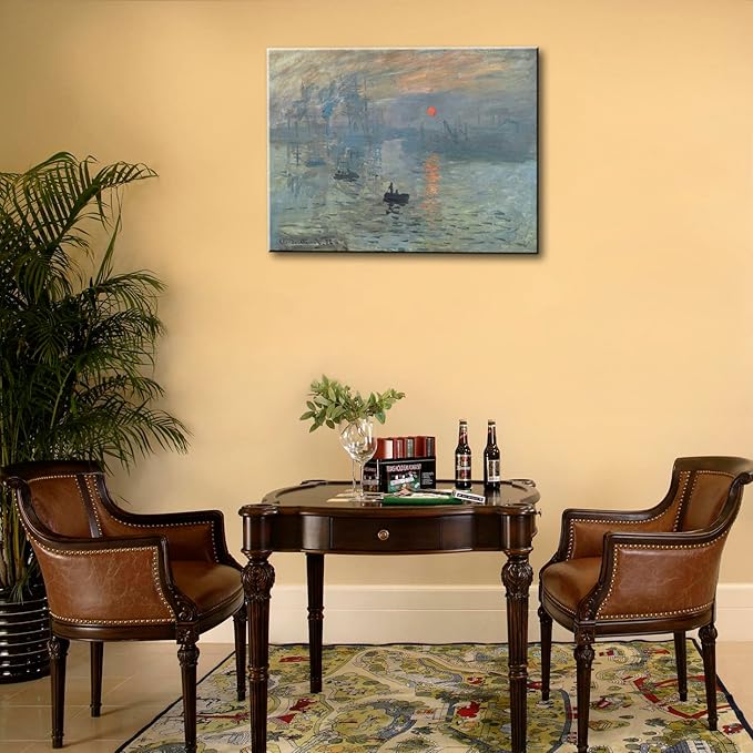 msspart Impression Sunrise, Claude Monet Oil Painting Reproduction Seascape Artwork, Giclee Canvas Prints Wall Art for Home Decor