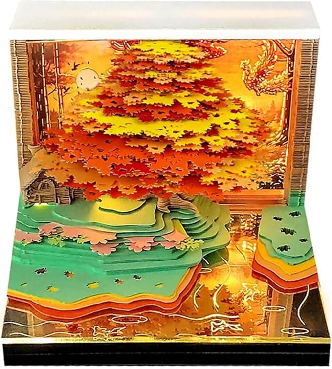 Time Piece Calendar 2026,3D Tree Tear-Away Memo Pad Creative Desk Calendars,3D Notepad Paper Carving Art Sticky Notes,3D Calendar 2026 Suitable for Room and Office Desktop Decoration
