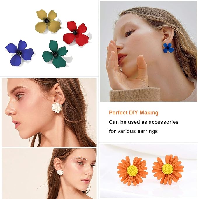 N NOROCME 665Pcs Earring Posts with Jewelry Glue Tweezers,Stainless Steel Jewelry Making Hypoallergenic Earring Posts and Backs,Stud Earrings with Butterfly Rubber Earring Backs DIY Making Findings