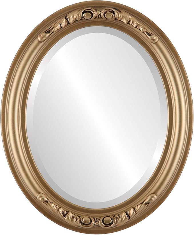 OVALCREST Oval Beveled Wall Mirror for Home Decor - Florence Style - Desert Gold - 28" x 22"