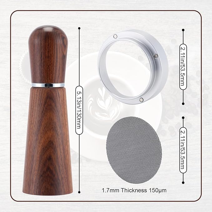 53.5mm Espresso Accessories Kit,316 Stainless Steel WDT Tool Espresso,Dosing Funnel and Puck Screen Set,Espresso Distribution Tool,Espresso Coffee Stirrer for Barista