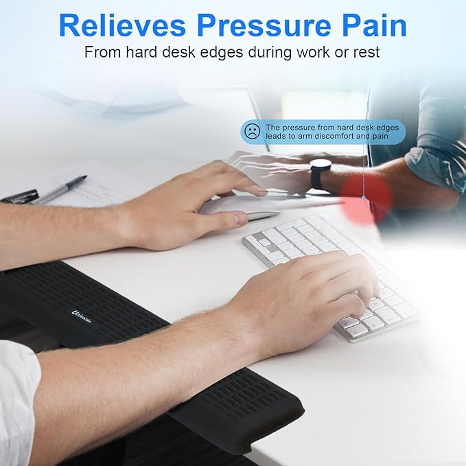 UnivoColors PostureUp L-Shaped Desk Long Wrist Rest Elbow, Non-Slip, Memory Foam, Desk Edge Support, Ergonomic Design for Long-Hour Work (23.6 * 3.9 inch One-Piece Design,Purple)