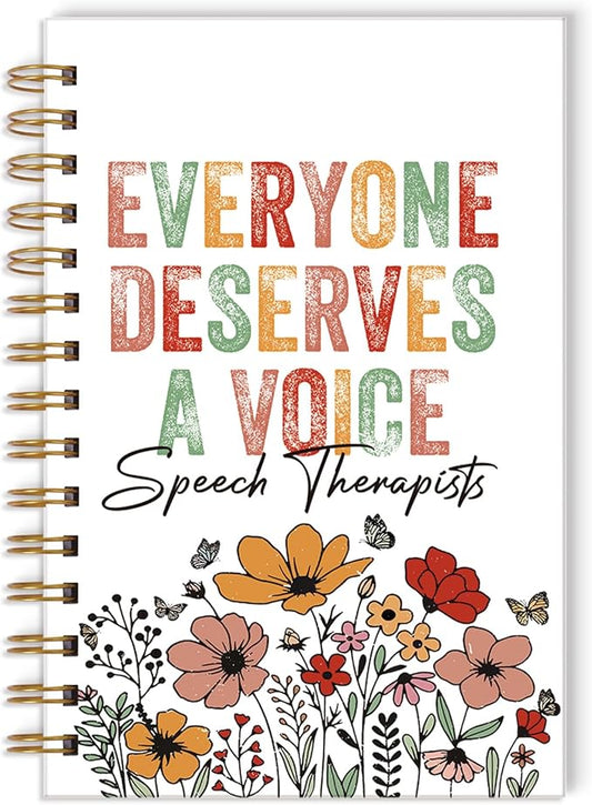 SLP Spiral Journal Notebook - Boho Flower Speech Therapist Gifts for Women SLP Gift for Speech Therapist, Spiral Notebooks Language Pathologist Gift Everyone Deserves a Voice Journal 5.5x8.3in