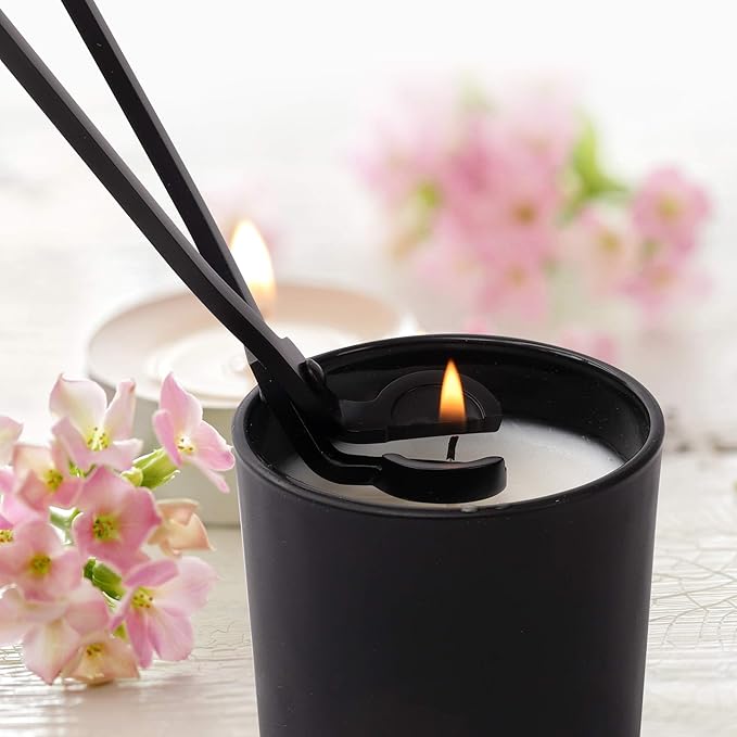 3 in 1 Candle Accessory Set, Candle Wick Trimmer Cutter, Candle Snuffer Extinguisher, Wick Dipper with Gift Package for Candle Lover (Black)