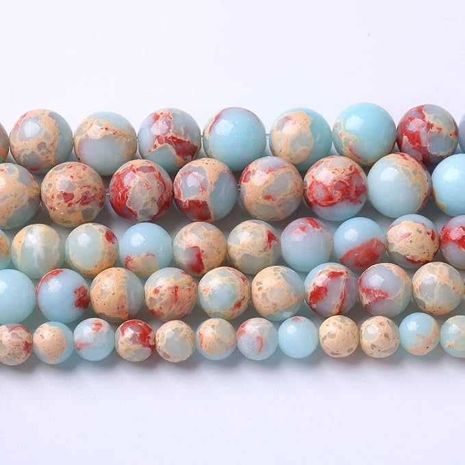 38PCS 10mm Natural Blue Jasper Beads Longevity Mountain Stone Round Loose Spacer Beads for Jewelry Making DIY Energy Stone Healing Power Bracelet 15" (10mm, Blue Jasper)