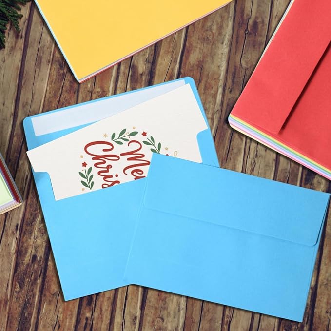 Blank Cards and Envelopes 5x7, 30 Pack 10-Color Assorted Invitation Folded Cardstock with 30 Matching Self-Seal A7 Envelopes, Thank You Blank Greeting Cards, for DIY, Print Custom, Wedding & Birthday