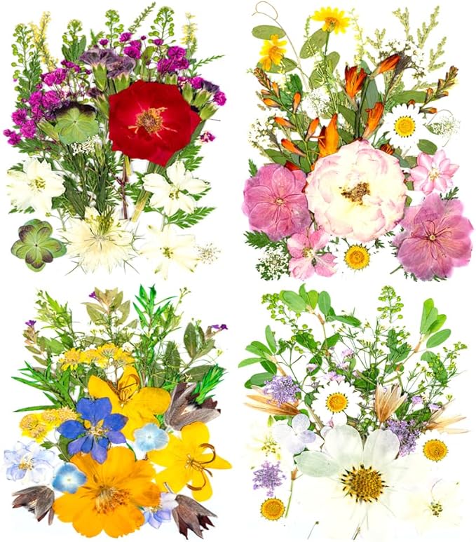 Bouquet Set Dried Pressed Flowers, 100 Pcs Mixed Dried Flowers for Resin, Bulk Natural Dry Floral Resin Fillers Decoration Accessories for DIY Crafts, Scrapbooking