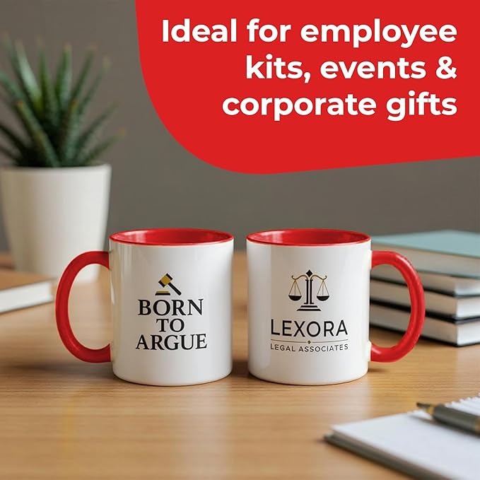 Personalized Mug, Custom Ceramic Mug with Photo and Text, 11oz, Pack of 5, Glossy Coffee Cup, Perfect for Christmas, Secret Santa or as Holiday Gift for Family or Friends, White/Red